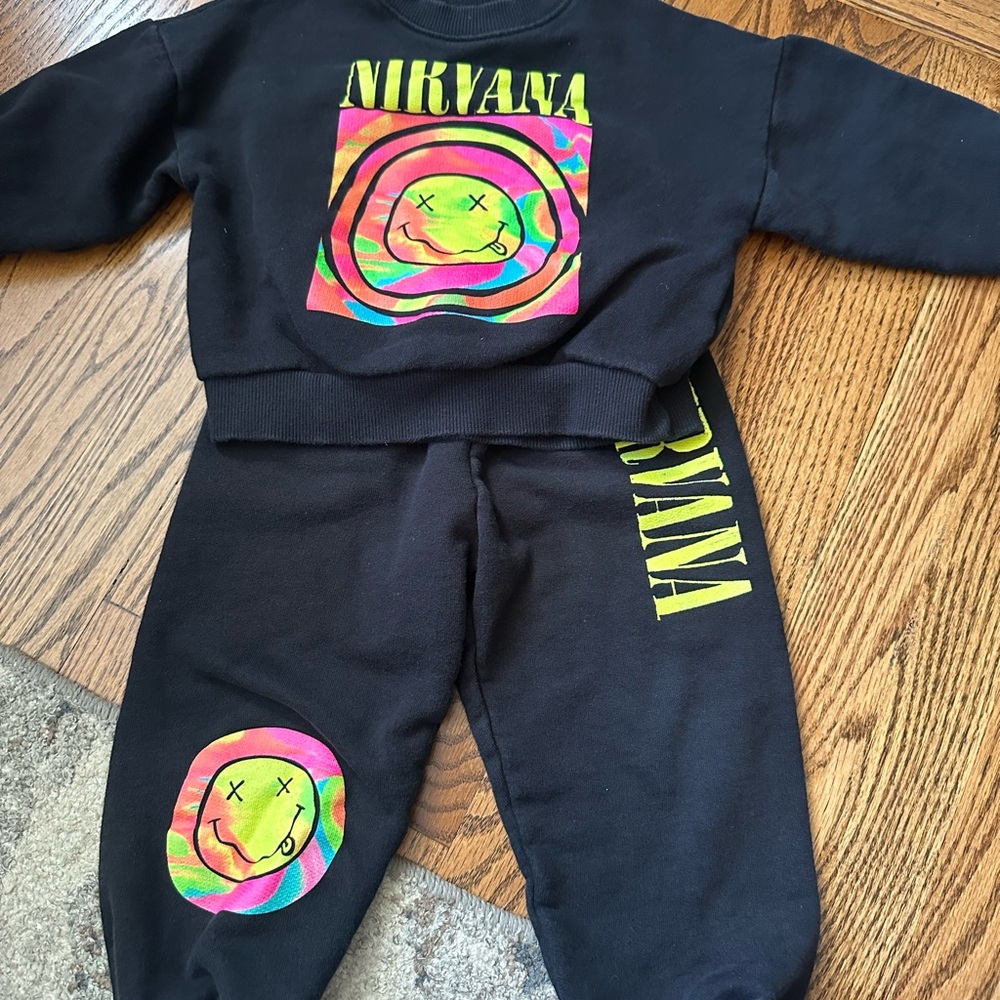 Zara Black Kids Jogger Set with Neon Graphic
